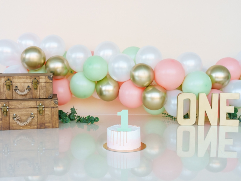 511. Balonnenboog in peach en mint